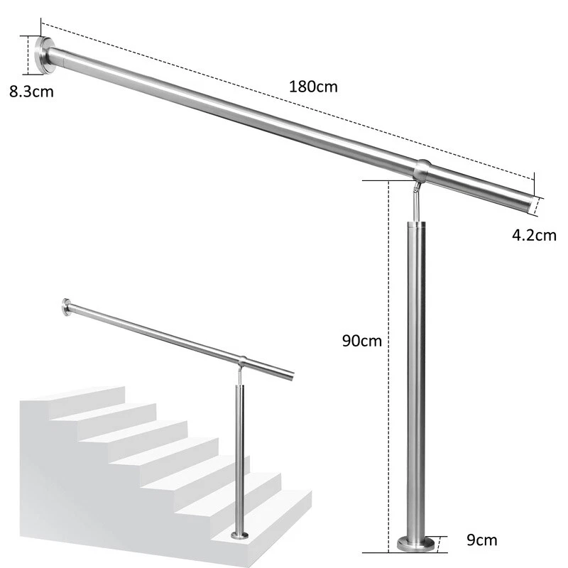 Treppengeländer Edelstahl Handlauf Eingangsgeländer V2A 80-180cm Handlaufhalter - Bild 2 von 4