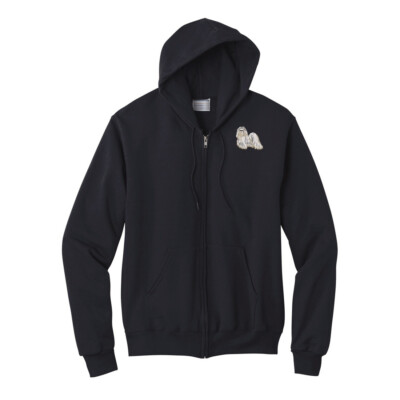 Beautiful Shih Tzu dog embroidered full zip hoodie, custom dog embroidery hoodie