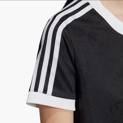 adidas Originals 3 Stripes Women Shirt Black White ED7476 - Picture 2 of 6