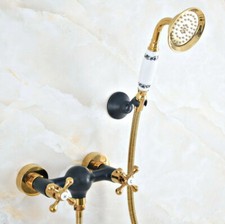 Black Gold Brass Bathroom Handheld Spray Shower Faucet Mixer Water Tap 2na511
