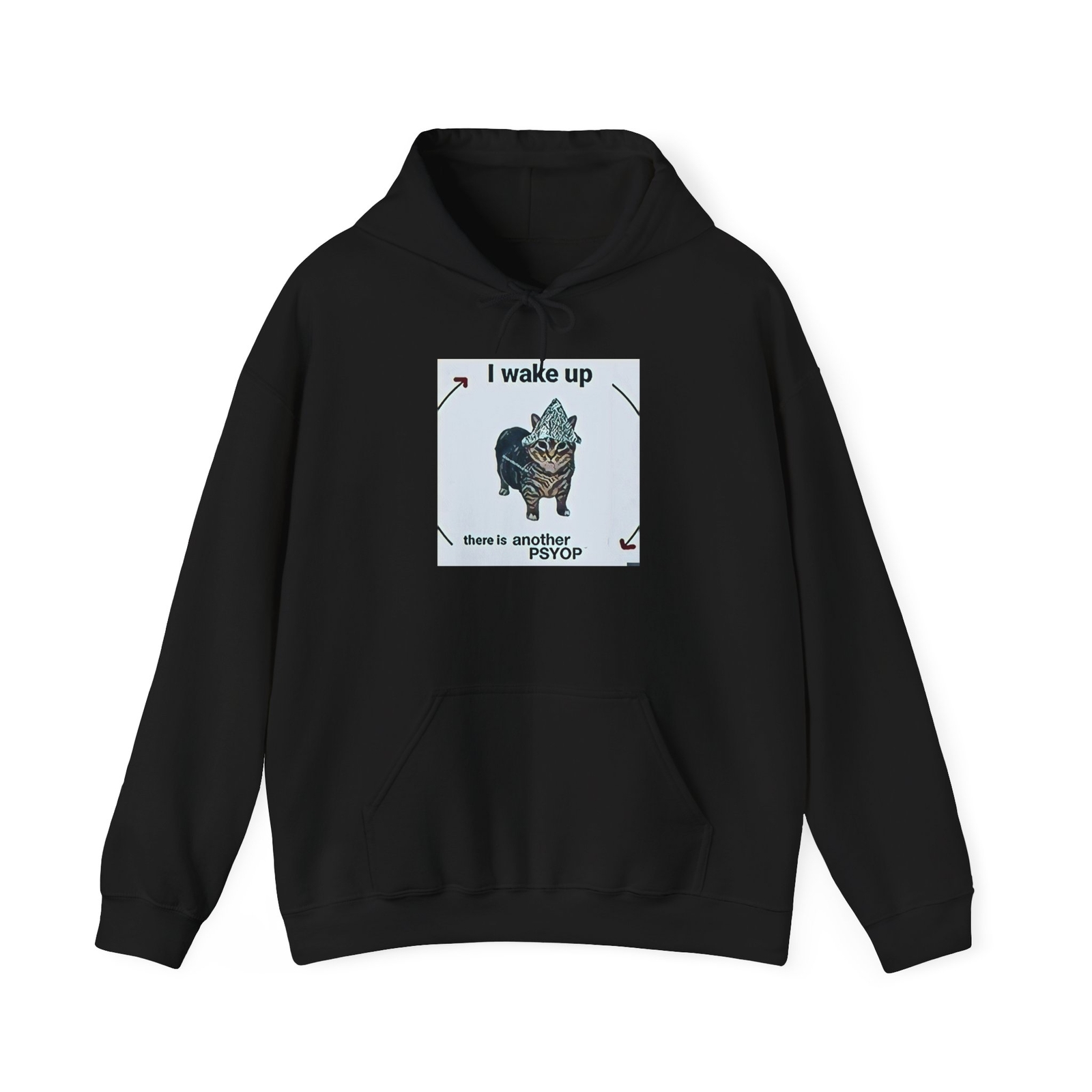 Wake Up Another Psyop Graphic Print LS Crew Unisex Heavy Blend Hooded Sweatshirt
