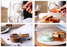 Espresso Glass Shot Cup with Wood Handle - 100 ML with measurements