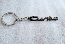 PORSCHE TURBO Script KEYRING KEYCHAIN LOGO Black