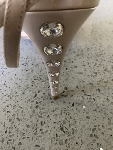 Miu Miu Nude Patent Leather Heel One shoe Right New Sz 39 1/2 Swarovski Crystal - Picture 4 of 10