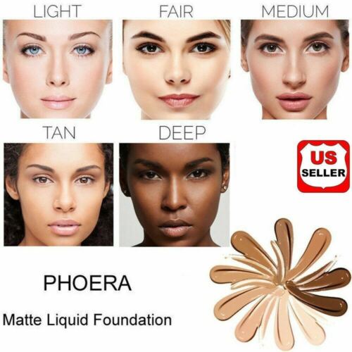 PHOERA Foundation Makeup Full Coverage Fast Base Brighten long-lasting Shade US - Afbeelding 1 van 22