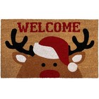 Kate Aurora Christmas Santa Reindeer Welcome Coir Outdoor Holiday Welcome Mat