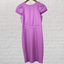 Ann Taylor Womens Size 0 Dress Linen Blend Sheath Tulip Sleeve Purple