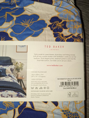 Ted Baker New Romantics Oxford Pillowcases Blue PAIR NEW x2 - Picture 7 of 11