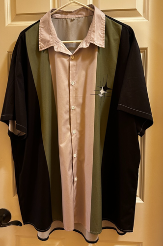 Adult 3XL Button Down Shirt Green/Black/Tan MCM Sinatra Style - Picture 6 of 6