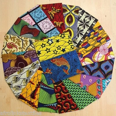 African Cotton Fabric Wax Print Ankara - Fat Quarter Bundles Patchwork Quilting
