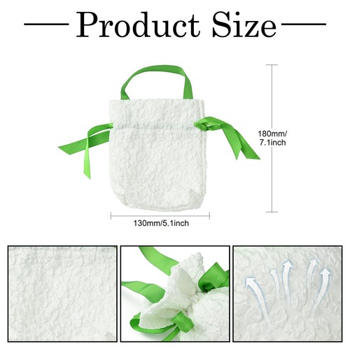 5x Lace Flower Drawstring Gift Bags with Handle White Wedding Candy Favors Bags - Picture 2 of 5