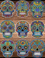 Colorful Sugar Skull Die Cut Vinyl Stickers Scrapbooking Laptop Waterbottle
