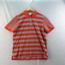 Lacoste Men's 6 Striped Polo Shirt Short Sleeve Orange Gray Rugby Preppy Golf