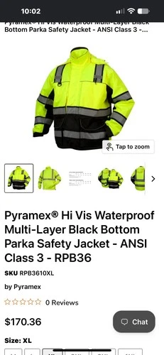 Pyramex Hi-Vis Reflective Parka Jacket ANSI Class 3 3XL Regular Yellow/Black image 4