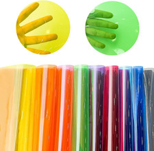 9 Pcs Clear PVC Vinyl, 21Cmx30Cm Fluorescent Solid Color Transparent Waterproof