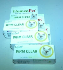 3x HomeoPet Feline Wrm Clear 15ml, 450 Drops Per Bottle Cat Homeopathic NEW