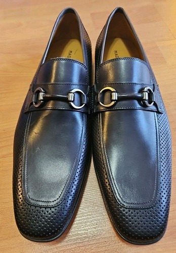 Magnanni Rafa Apron Toe Loafers Mens Size 11.5 Black Leather Dress Shoe DISPLAY