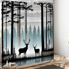 Deer Shower Curtain for Bathroom, Farmhouse 60"W x 72"L Pack of 1 Forest Deer