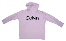 Calvin Klein Women Pink Long Sleeve Drawstring Funnel Neck Pullover Sweatshirt L