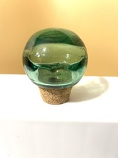 Large Hand blown Green Glass Bottle Stopper/Cork. 2.5 Across. Never Used.