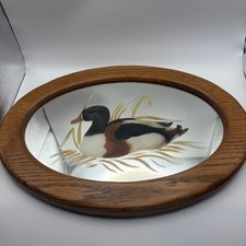 Vintage Oval Wood Framed Mallard Duck Mirror ...