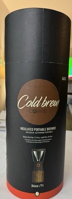 Asobu Cold Brew Coffee Infuse Insulated Portable Brewer Silver black 34oz KB900