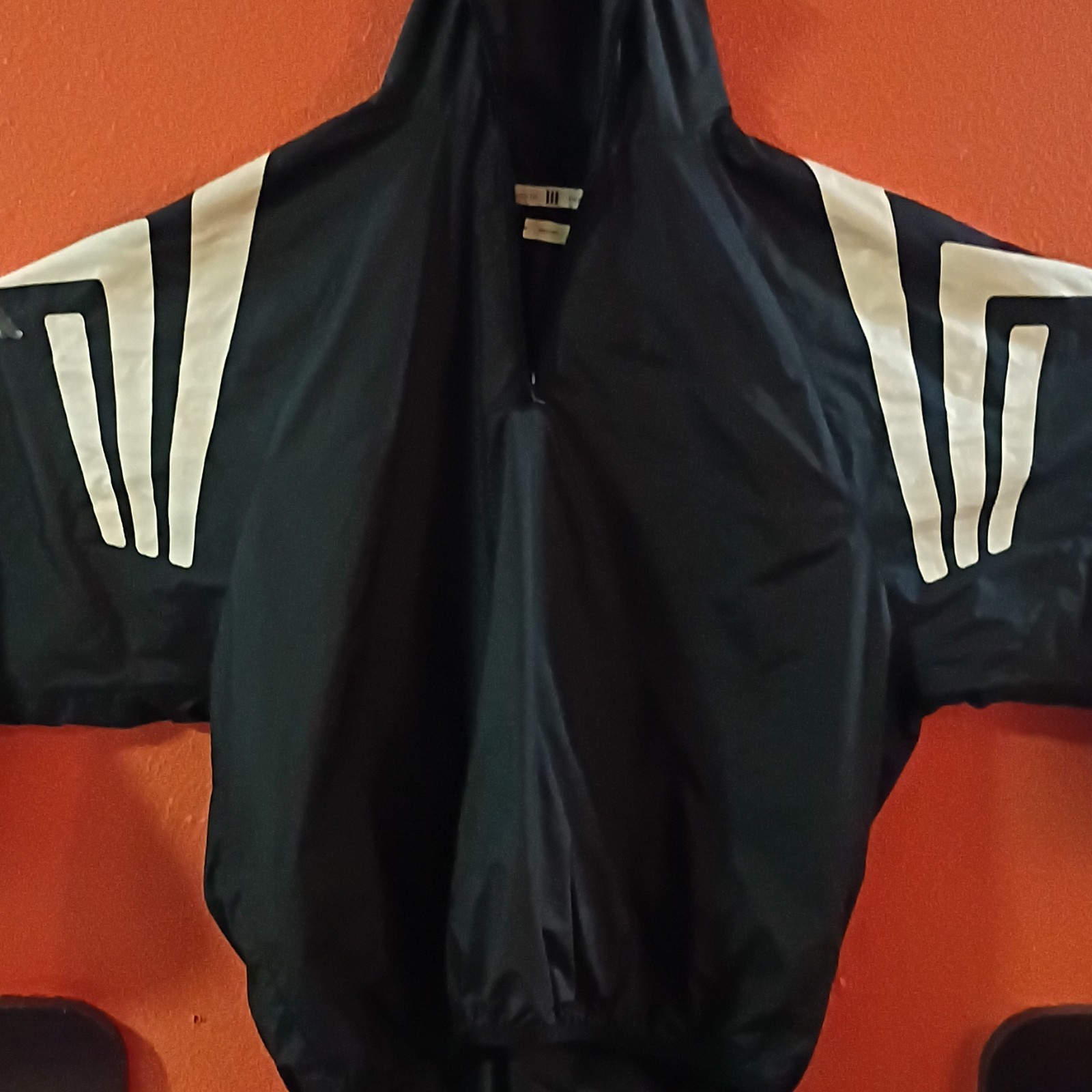 adidas Fear of God Athletics Men’s XL Black/White Hooded Half-Zip Windbreaker