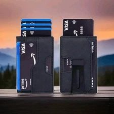 Men's Black Tactical Magnetic Money Clip Wallet RFID blocking Card Holder Bifold