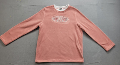 Bonnie Evans Women Sweaters M Pink Floral Embroidery Round Neck Casual Pullover