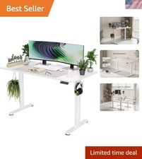 Electric Height Adjustable Standing Desk Ergonomic 55x24 Inches White Finish