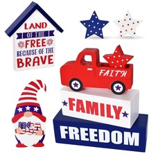 8 Pieces 4th of July Decorations, Patriotic Decorations Red Truck Fourth of J...