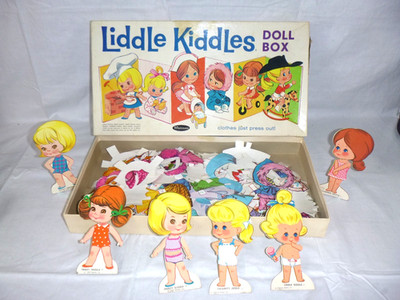 Vtg 1967 Mattel Whitman Liddle Kiddles Doll Box of Paper Dolls EXTRA Clothes