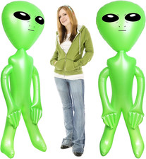 2PCS Giant Inflatable Alien,Jumbo Green 60 Inch PVC Blow up Martian Aliens Prop