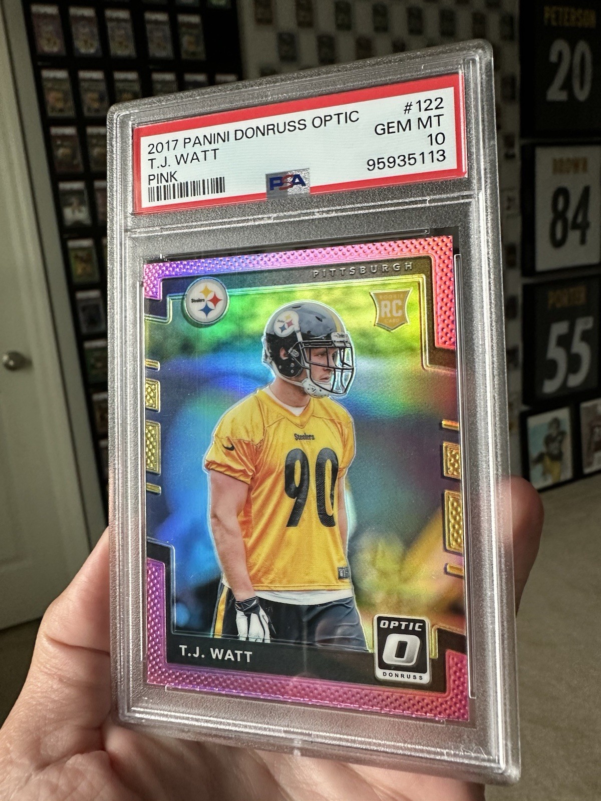 2017 Donruss Optic T.J. Watt #122 Pink Prizm RC PSA 10