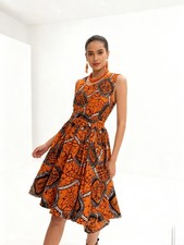 Ankara African Wax Cotton Backless Bow Dress for ladies summer party beach wear