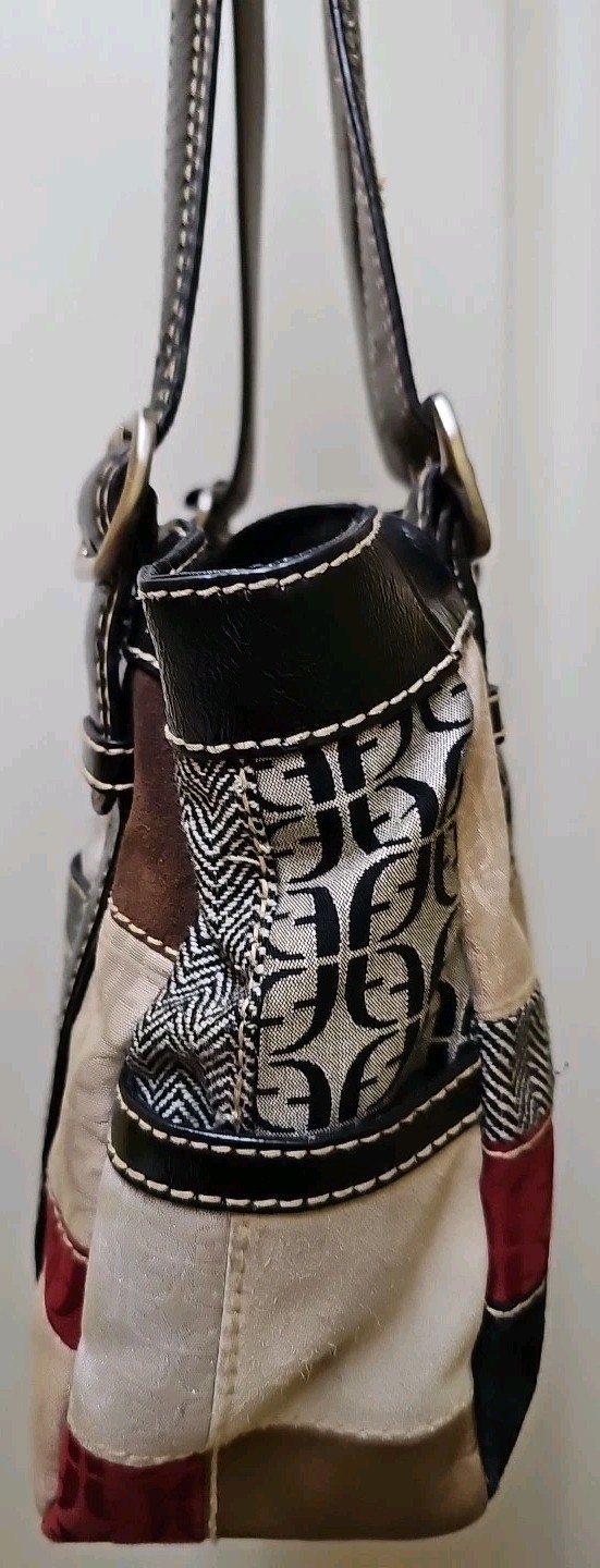 FOSSIL Purse Multi-colored Patchwork, Black Trim … - image 8