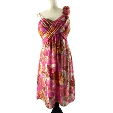 Olivia Matthews Babydoll Dress Womens 10 Sheer Fairy Pink Floral Rosette Party