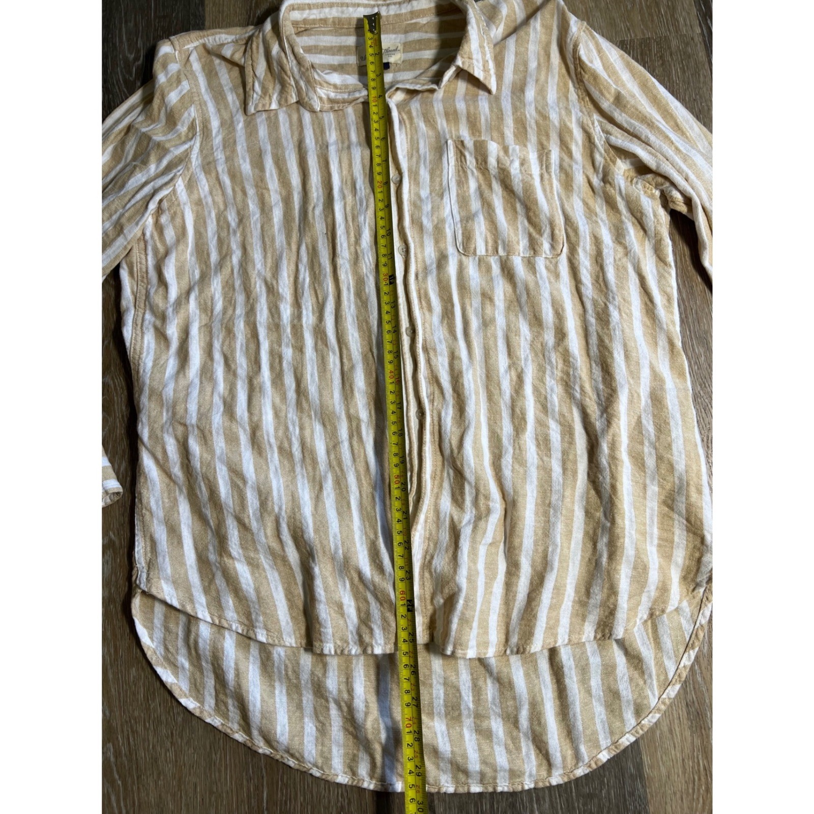 Universal Thread Button Down Womens Medium Tan Wh… - image 4