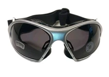 Safety Goggles With Adjustable Strap, Silver Cushioned Frame, Grey Lenses