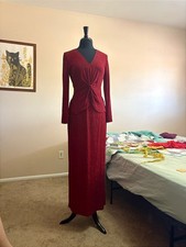 Vintage Patra 2-Piece Glitter Knit Evening Skirt Top Set Burgundy Size 10