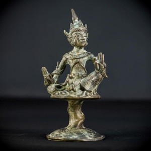 Bodhisattva on Rising Lotus Indonesian Bronze Statue | Antique Figure | 23.2"