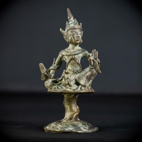 Bodhisattva on Rising Lotus Indonesian Bronze Statue | Antique Figure | 23.2"