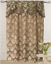 Alina Luxury Jacquard Curtain Panel with Attached Waterfall Valance 54" X 84"