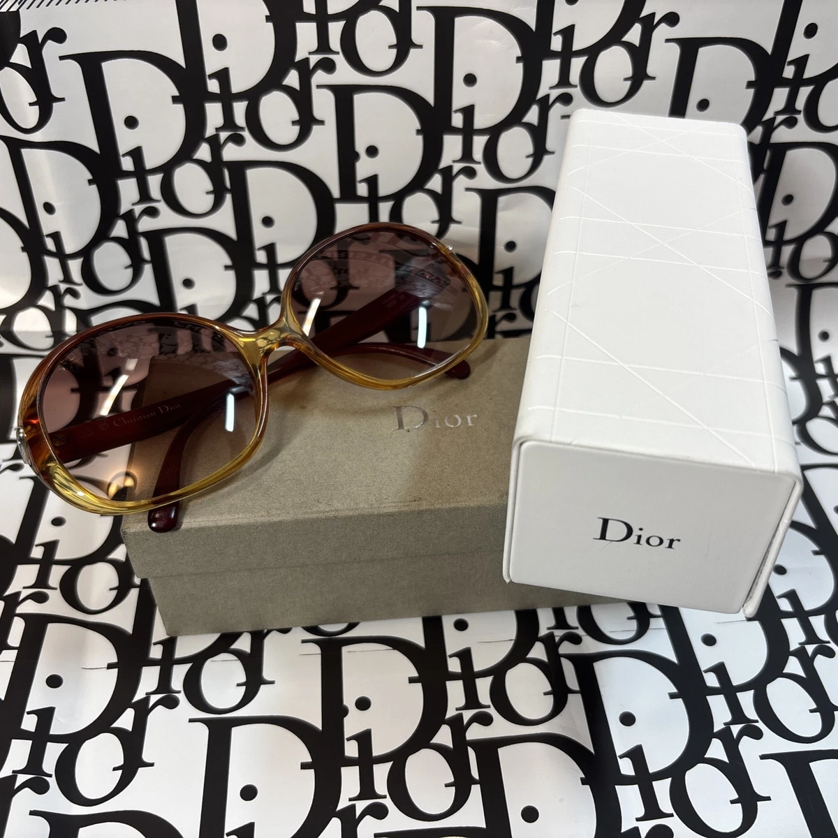 Christian Dior / Lady in Dior Havana Red Sunglasses, like new with box & case Christian Dior Designer Sunglasses LadyLady3-EXH in Gold  main image 2