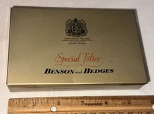 ANTIQUE BENSON & HEDGES ALUMINUM LITHO CIGARETTES TIN CAN SMOKING FLAT 50
