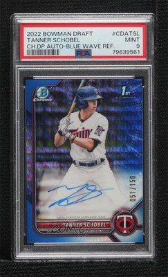 2022 Bowman Draft Chrome Pick Blue Wave Refractor Tanner Schobel PSA 9 Auto 05ol