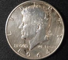 1964D Kennedy SILVER Half Dollar 90% Silver circulated with toning!