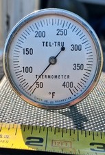 Vintage Tel-Tru Bimetallic Dial Thermometer 50-400°F Germanow-Simon 8" Stem