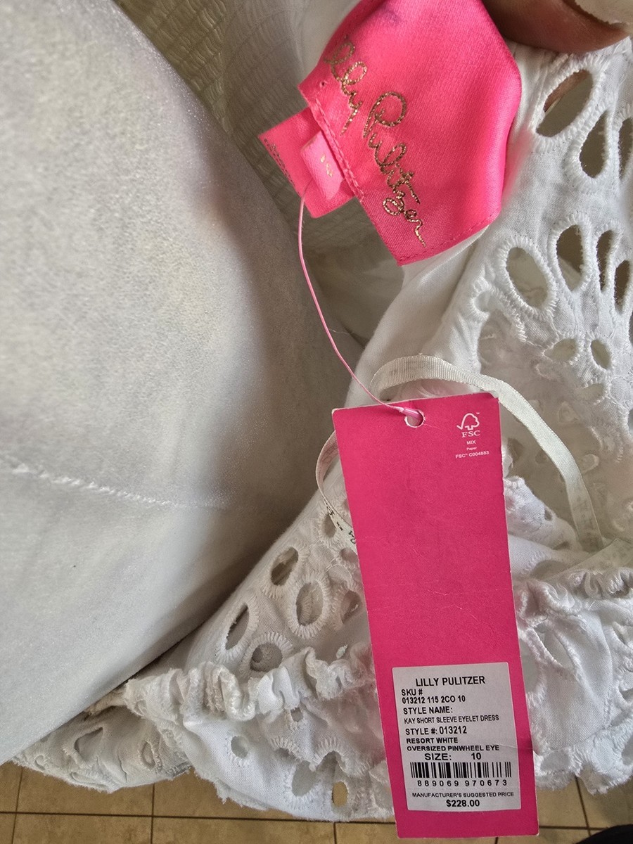 kay short sleeve eyelet dress Lilly Pulitzer Womens Kay Short Sleeve Eyelet Dress White Size 4