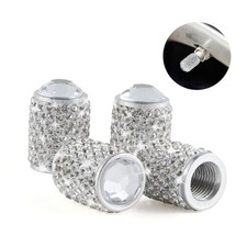 Car Wheel Tire Valve Caps, 4 PCS Bling Tire Valve Caps, Crystal Tire White
